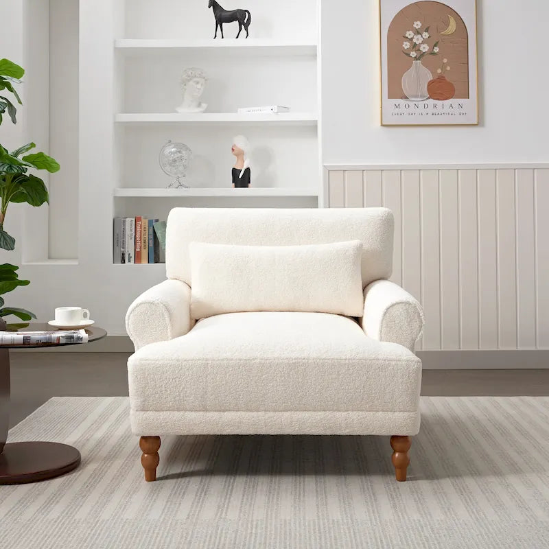 Fauteuil d'appoint en velours blanc 37,8 avec support lombaire