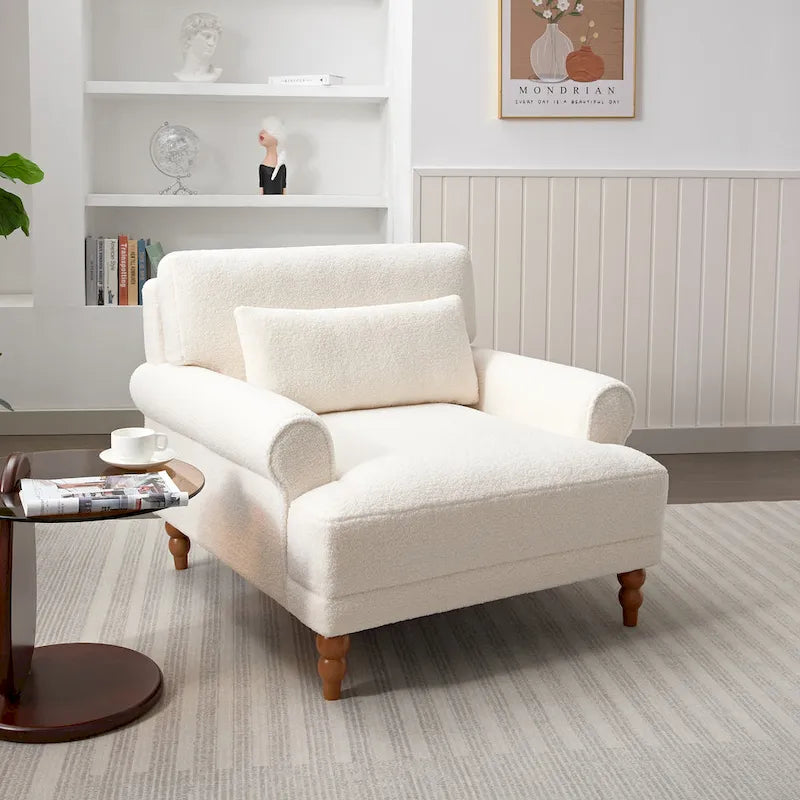 Fauteuil d'appoint en velours blanc 37,8 avec support lombaire