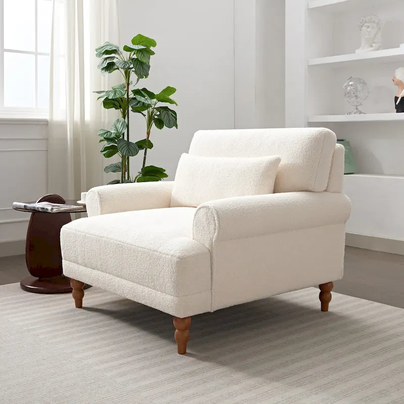 Fauteuil d'appoint en velours blanc 37,8 avec support lombaire