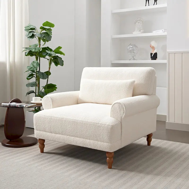 Fauteuil d'appoint en velours blanc 37,8 avec support lombaire