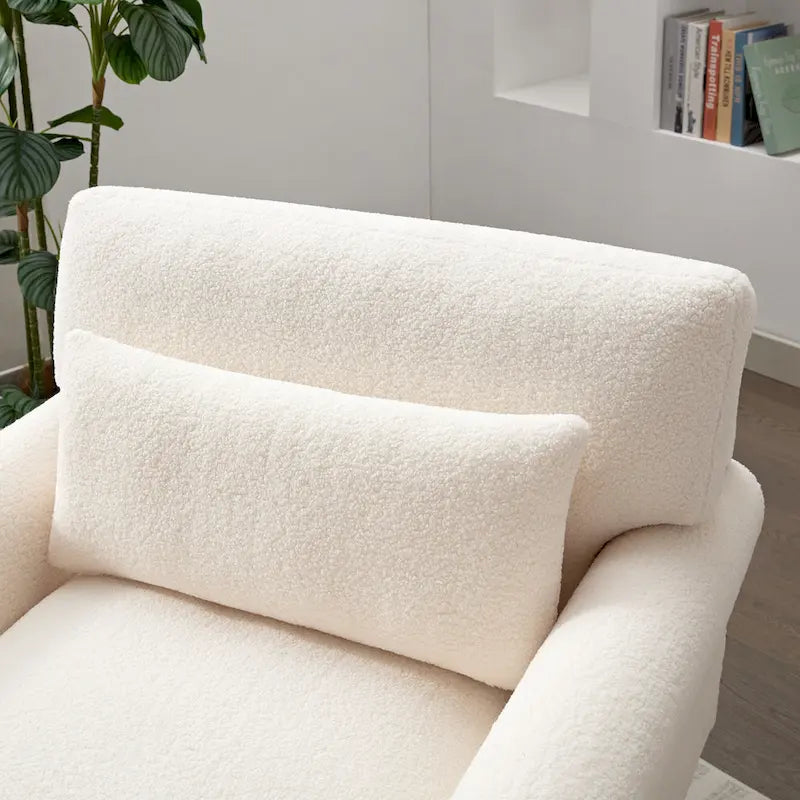Fauteuil d'appoint en velours blanc 37,8 avec support lombaire