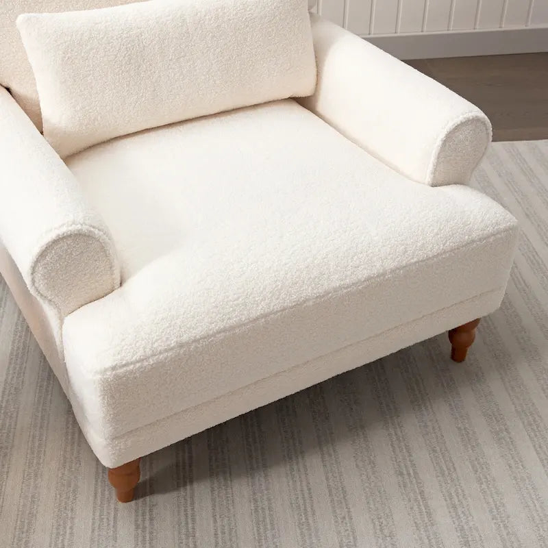 Fauteuil d'appoint en velours blanc 37,8 avec support lombaire