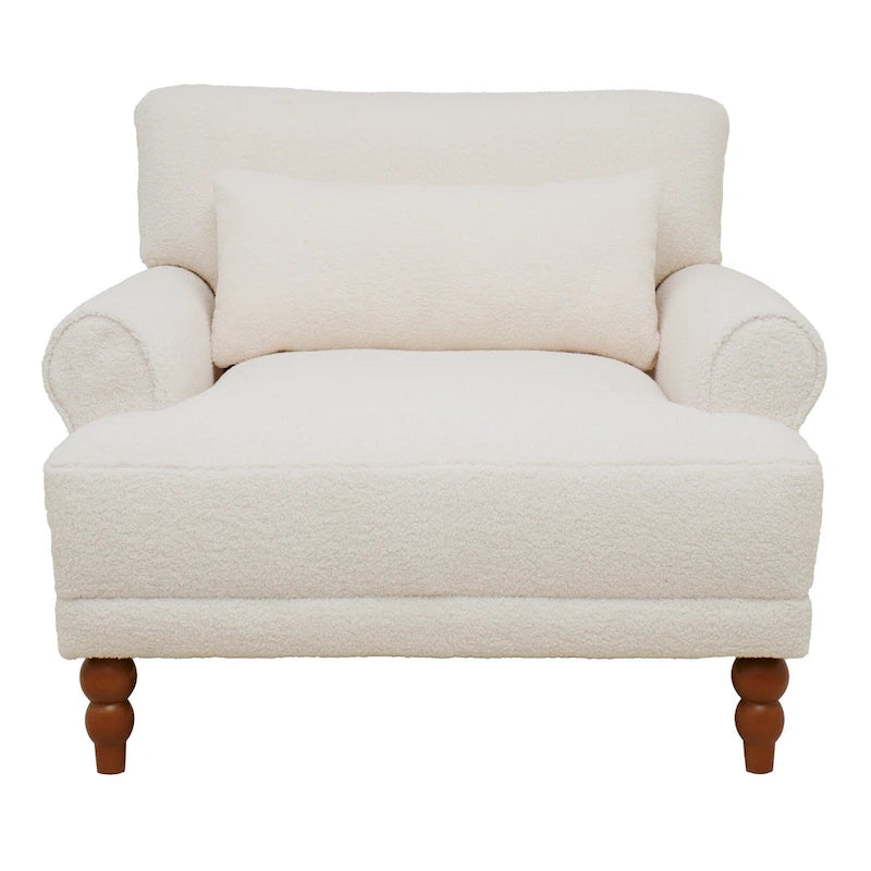 Fauteuil d'appoint en velours blanc 37,8 avec support lombaire