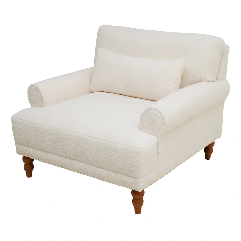Fauteuil d'appoint en velours blanc 37,8 avec support lombaire