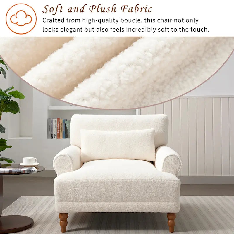 Fauteuil d'appoint en velours blanc 37,8 avec support lombaire