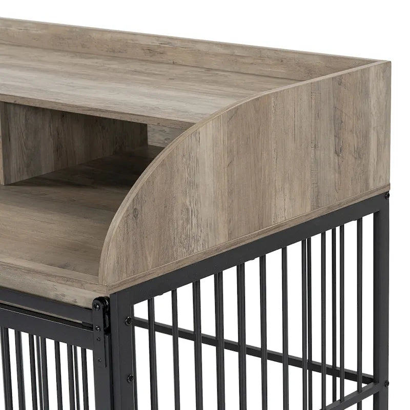 Meuble de caisse pour chien robuste de 44 pouces pour chien de grande et moyenne taille avec roues verrouillables, niche pour chien en bois