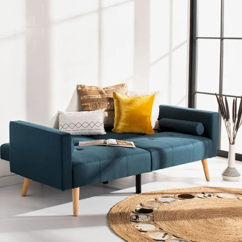 Lit Futon Pliant avec Rembourrage Capitonnée et Oreiller
