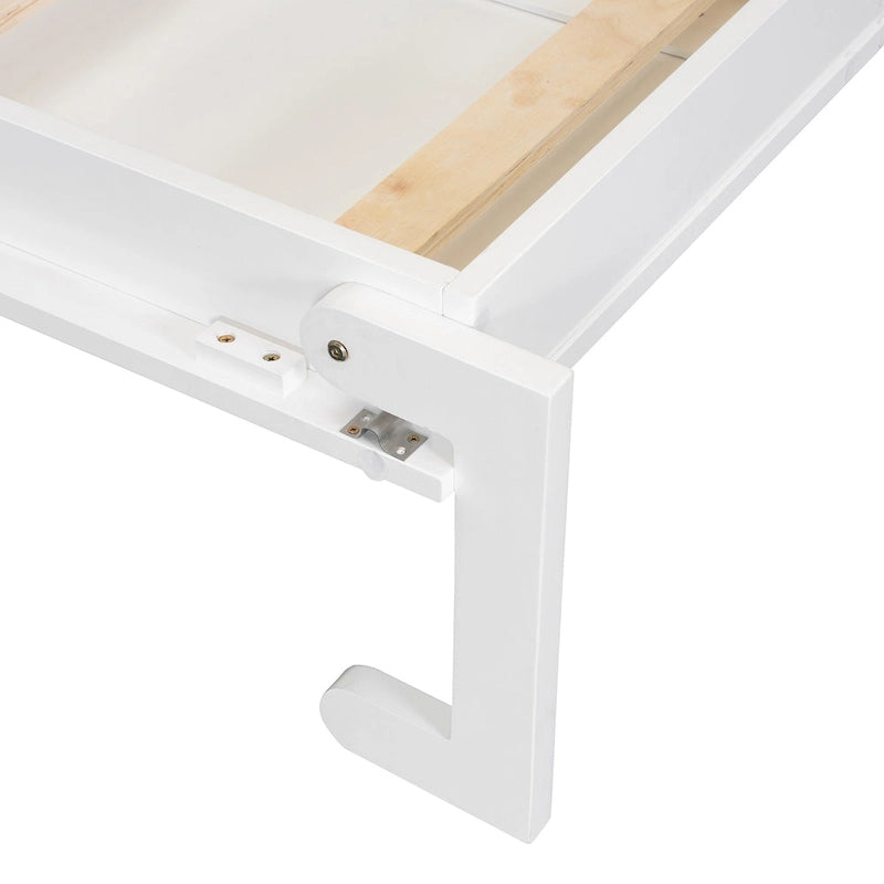 Lit escamotable mural avec armoire, tiroirs, éclairage LED et bureau