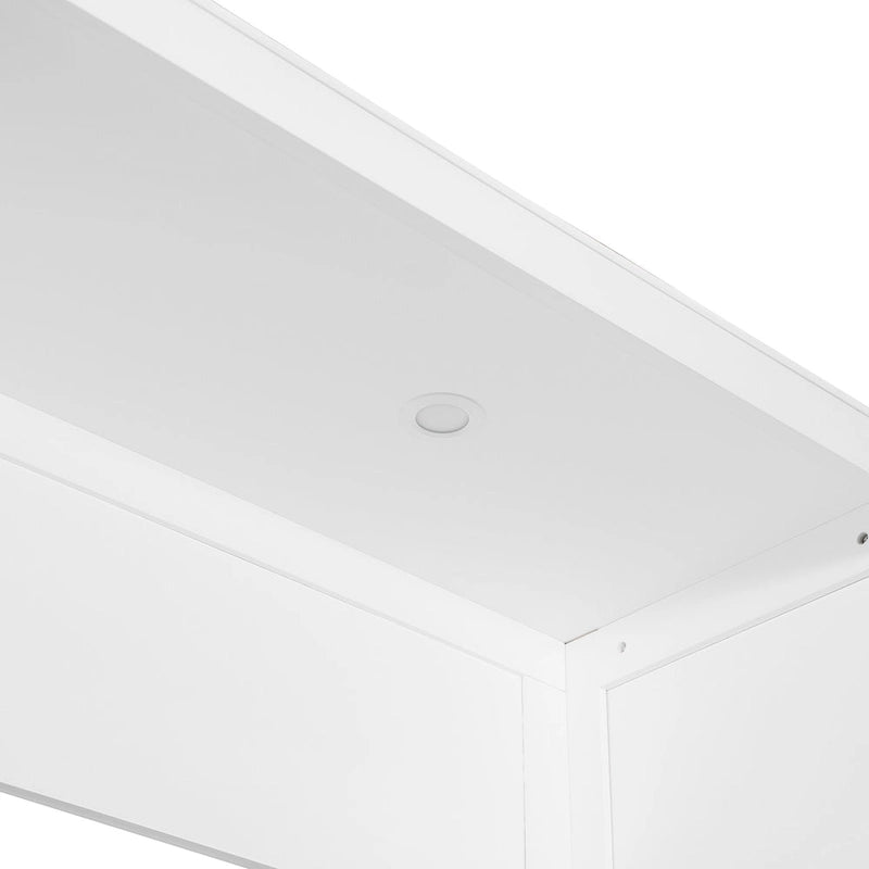 Lit escamotable mural avec armoire, tiroirs, éclairage LED et bureau