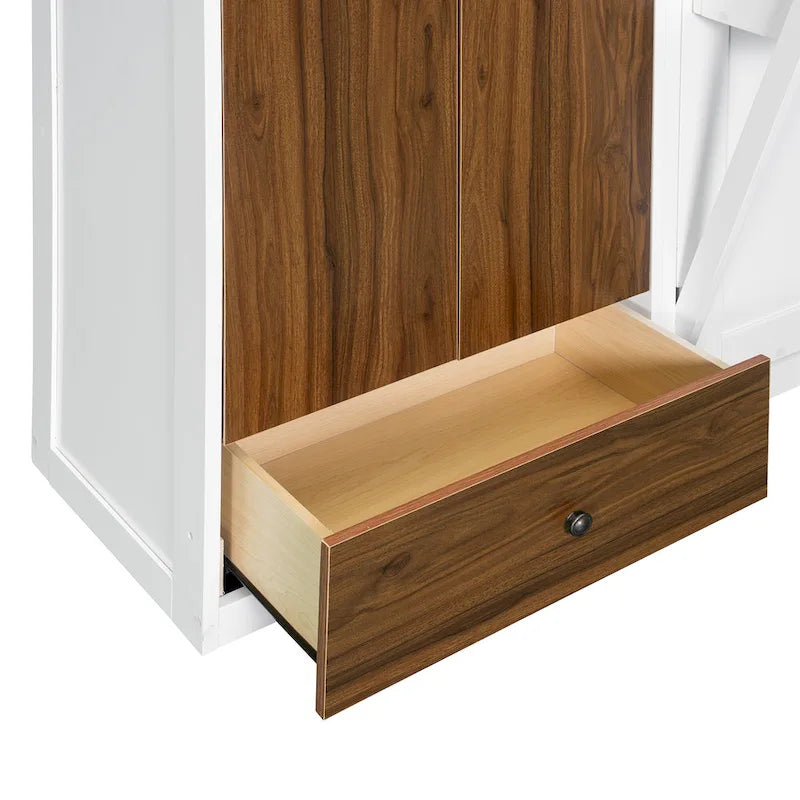 Lit escamotable mural avec armoire, tiroirs, éclairage LED et bureau