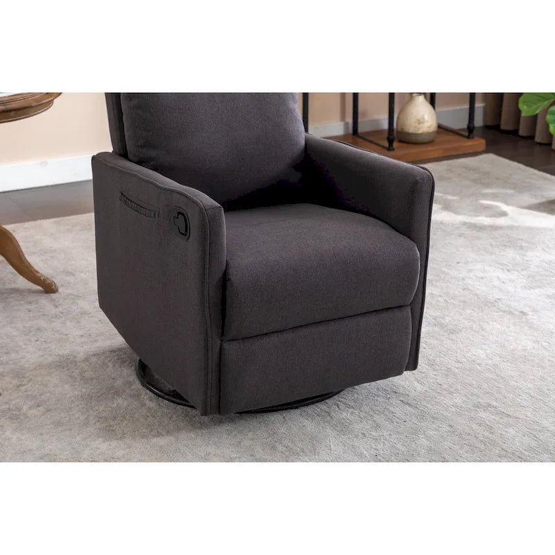 Fauteuil berçant et inclinable en tissu de coton et lin avec dossier et repose-pieds réglables pour chambre de bébé