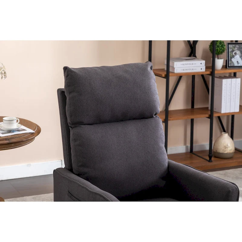 Fauteuil berçant et inclinable en tissu de coton et lin avec dossier et repose-pieds réglables pour chambre de bébé