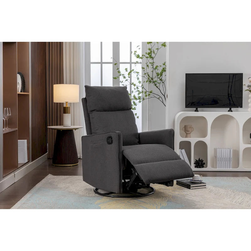 Fauteuil berçant et inclinable en tissu de coton et lin avec dossier et repose-pieds réglables pour chambre de bébé