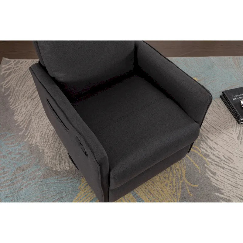 Fauteuil berçant et inclinable en tissu de coton et lin avec dossier et repose-pieds réglables pour chambre de bébé