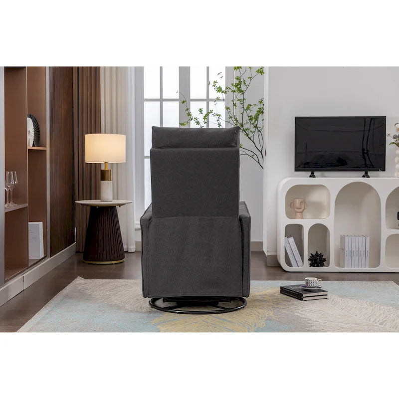 Fauteuil berçant et inclinable en tissu de coton et lin avec dossier et repose-pieds réglables pour chambre de bébé