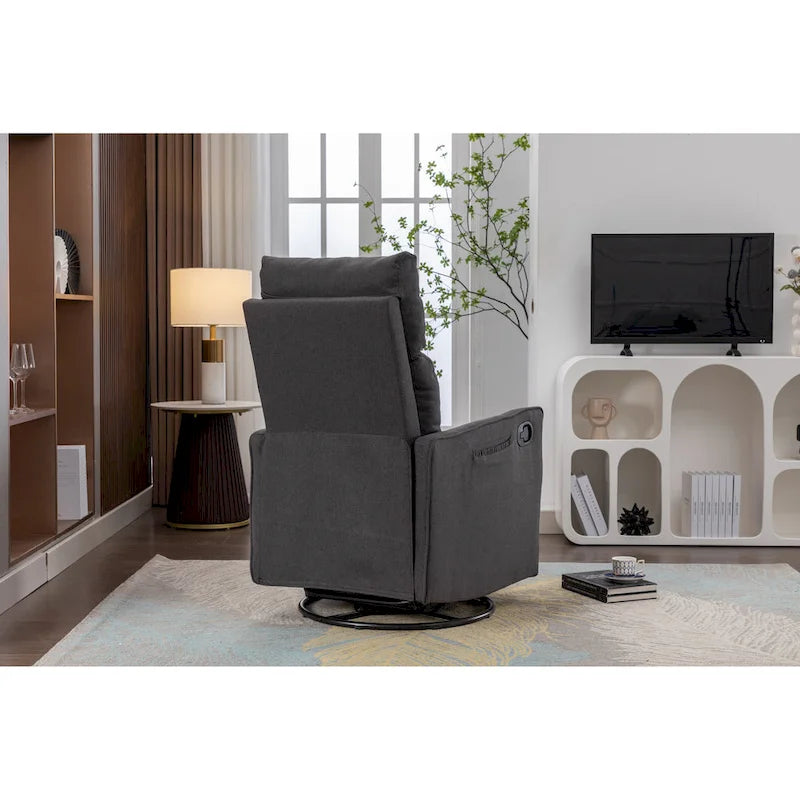 Fauteuil berçant et inclinable en tissu de coton et lin avec dossier et repose-pieds réglables pour chambre de bébé