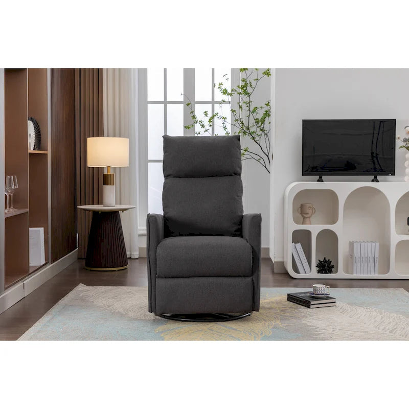 Fauteuil berçant et inclinable en tissu de coton et lin avec dossier et repose-pieds réglables pour chambre de bébé