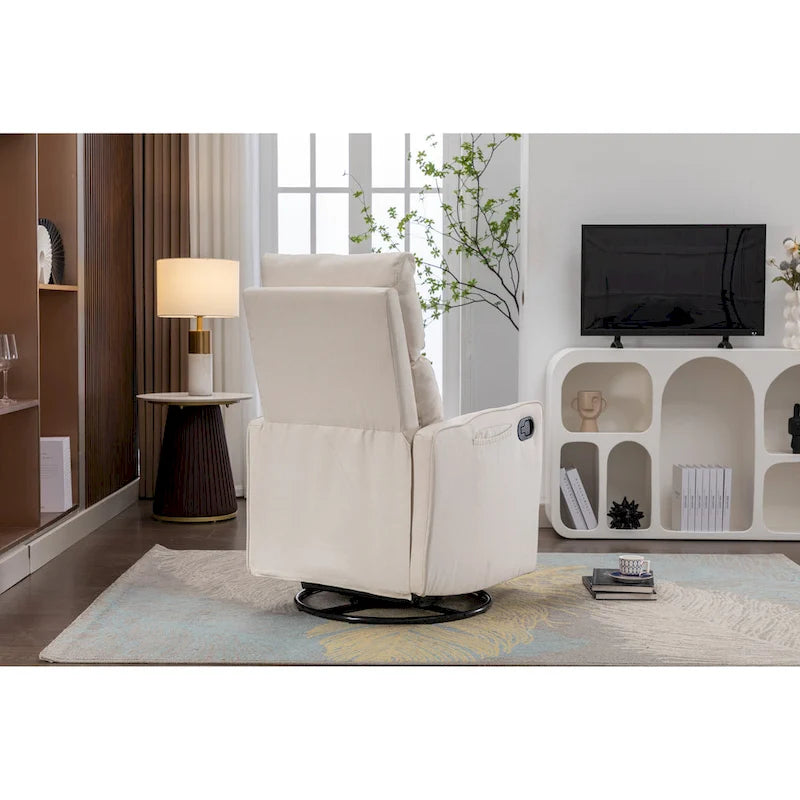 Fauteuil berçant et inclinable en tissu de coton et lin avec dossier et repose-pieds réglables pour chambre de bébé