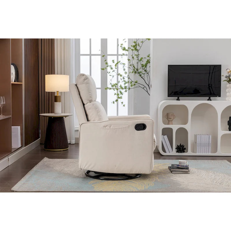 Fauteuil berçant et inclinable en tissu de coton et lin avec dossier et repose-pieds réglables pour chambre de bébé