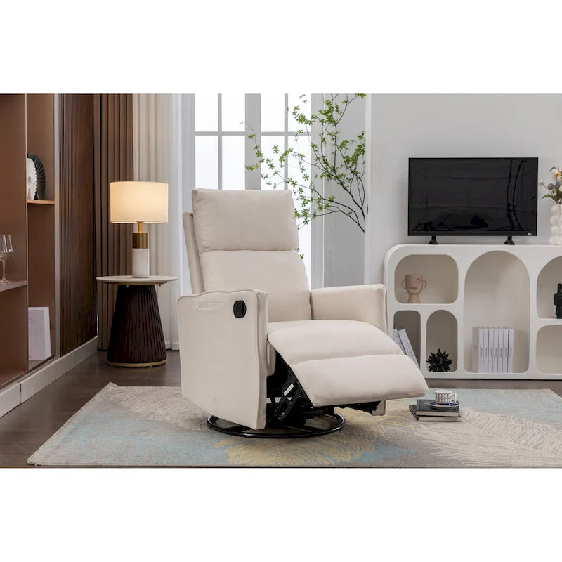 Fauteuil berçant et inclinable en tissu de coton et lin avec dossier et repose-pieds réglables pour chambre de bébé