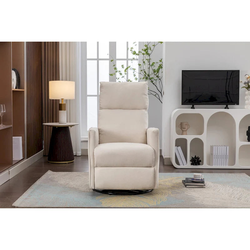 Fauteuil berçant et inclinable en tissu de coton et lin avec dossier et repose-pieds réglables pour chambre de bébé