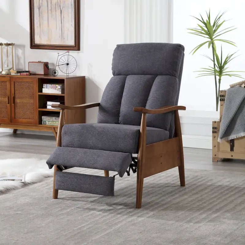 Fauteuil inclinable en similicuir, Fauteuil d'appoint en bois massif pour salon