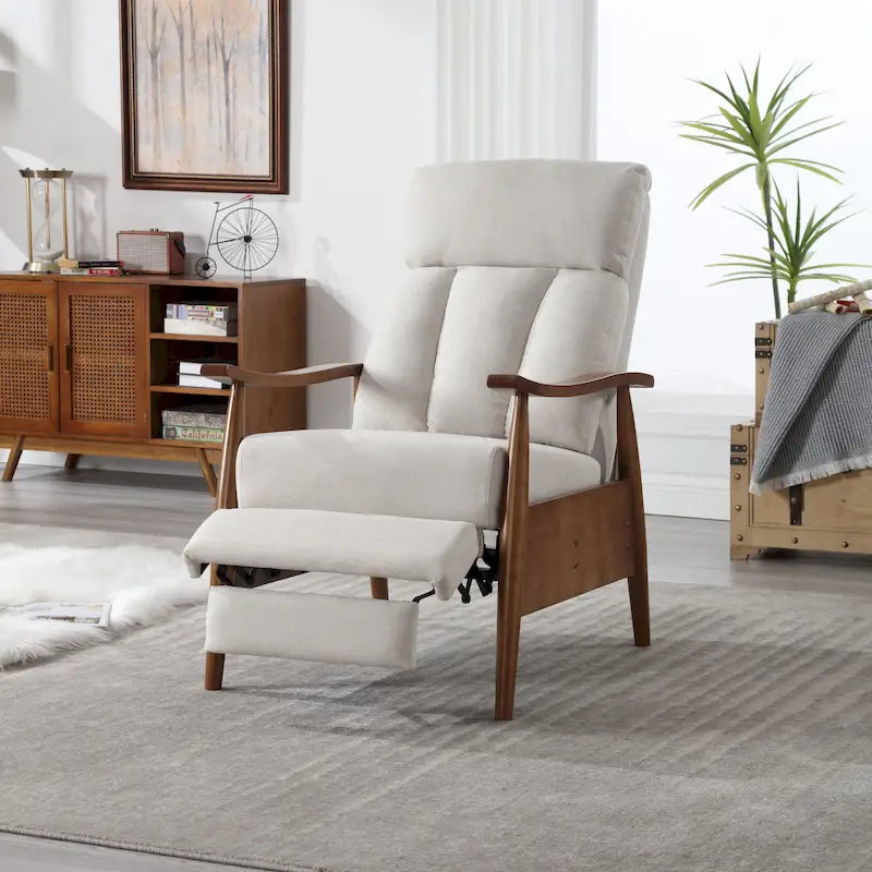 Fauteuil inclinable en similicuir, Fauteuil d'appoint en bois massif pour salon