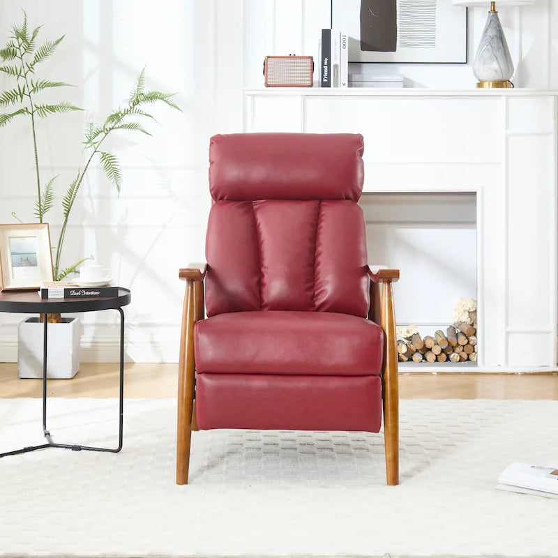 Fauteuil inclinable en similicuir, Fauteuil d'appoint en bois massif pour salon