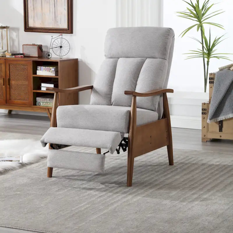 Fauteuil inclinable en similicuir, Fauteuil d'appoint en bois massif pour salon