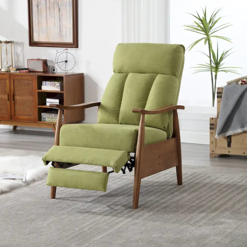 Fauteuil inclinable en similicuir, Fauteuil d'appoint en bois massif pour salon