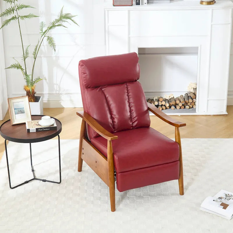 Fauteuil inclinable en similicuir, Fauteuil d'appoint en bois massif pour salon
