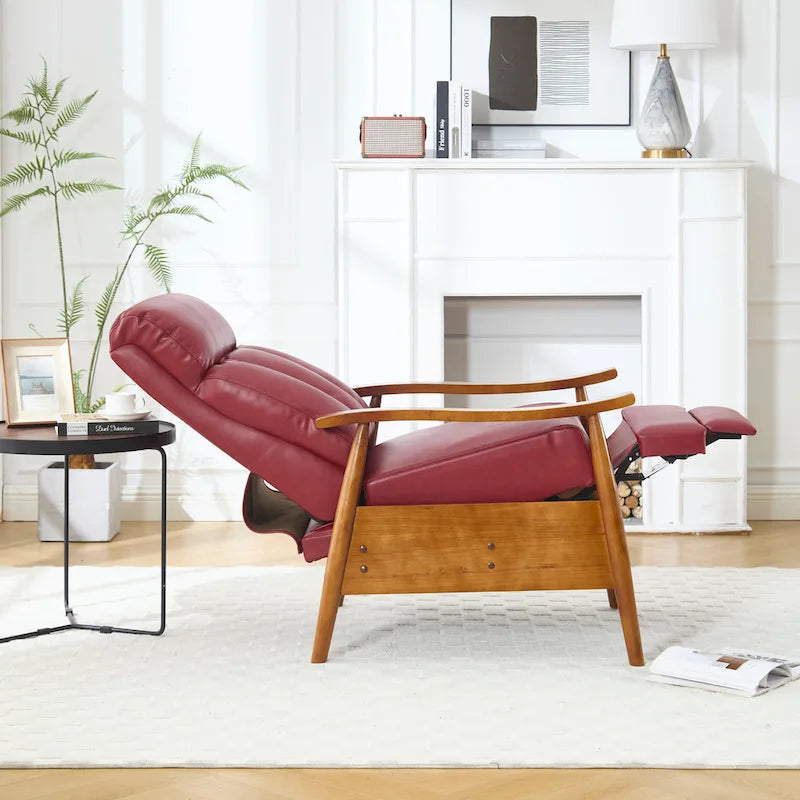 Fauteuil inclinable en similicuir, Fauteuil d'appoint en bois massif pour salon