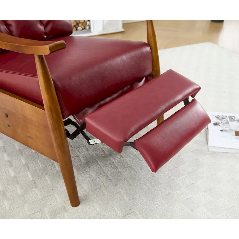 Fauteuil inclinable en similicuir, Fauteuil d'appoint en bois massif pour salon