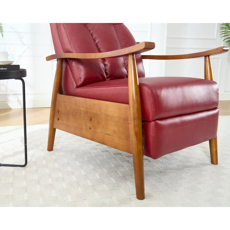 Fauteuil inclinable en similicuir, Fauteuil d'appoint en bois massif pour salon
