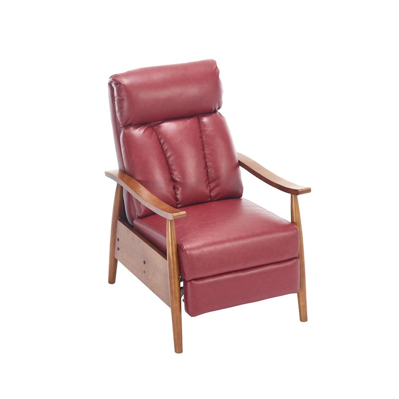 Fauteuil inclinable en similicuir, Fauteuil d'appoint en bois massif pour salon