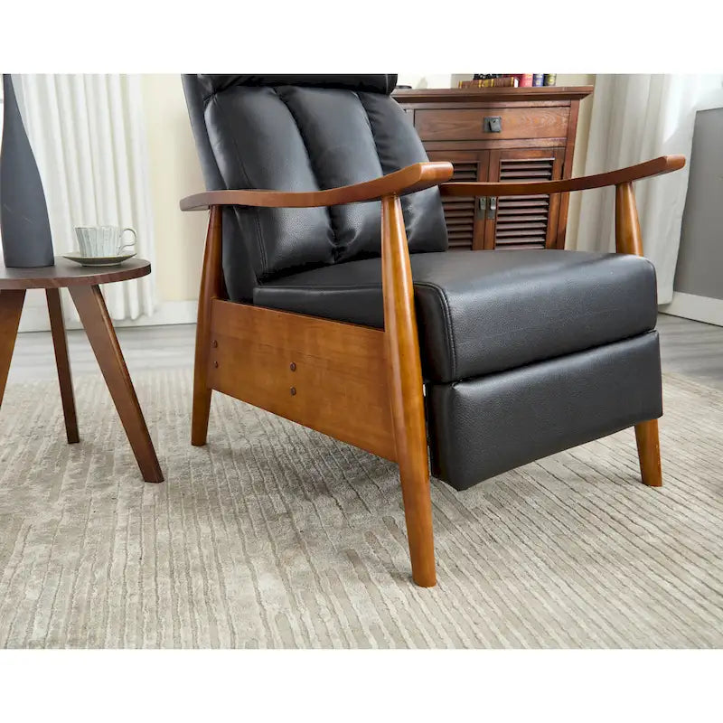 Fauteuil inclinable en similicuir, Fauteuil d'appoint en bois massif pour salon