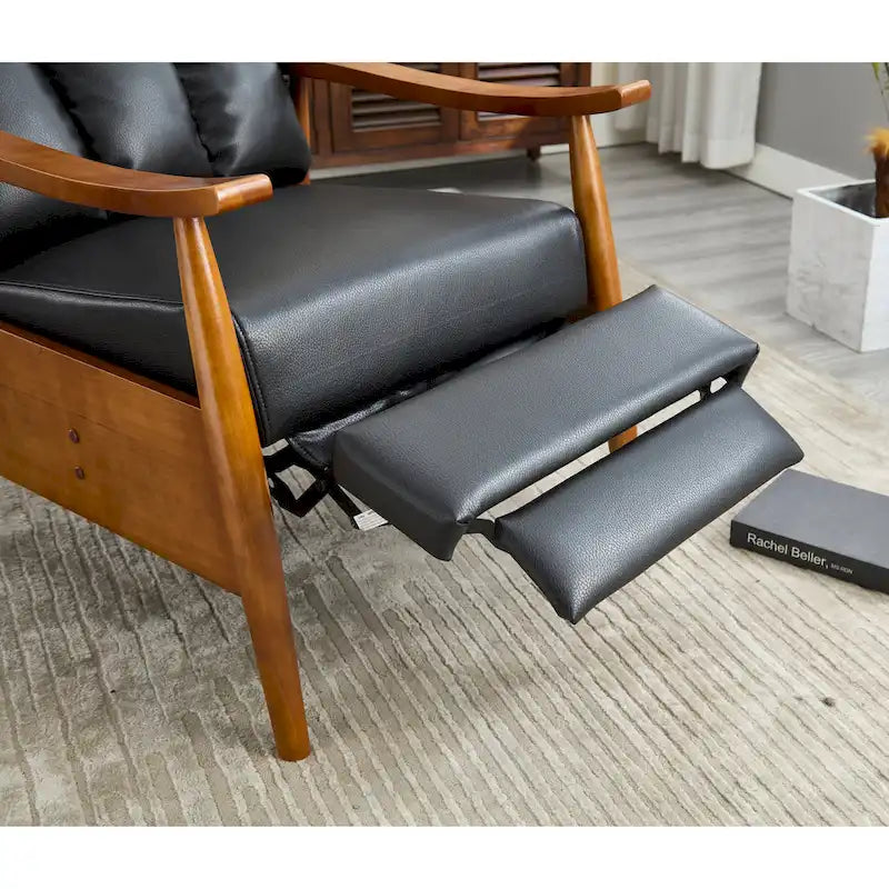 Fauteuil inclinable en similicuir, Fauteuil d'appoint en bois massif pour salon
