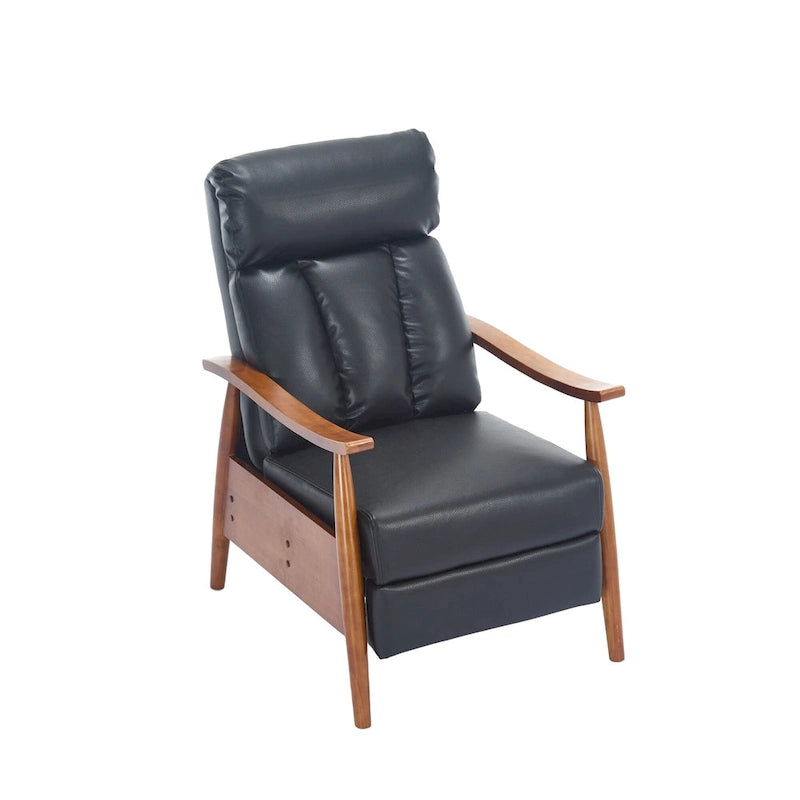 Fauteuil inclinable en similicuir, Fauteuil d'appoint en bois massif pour salon