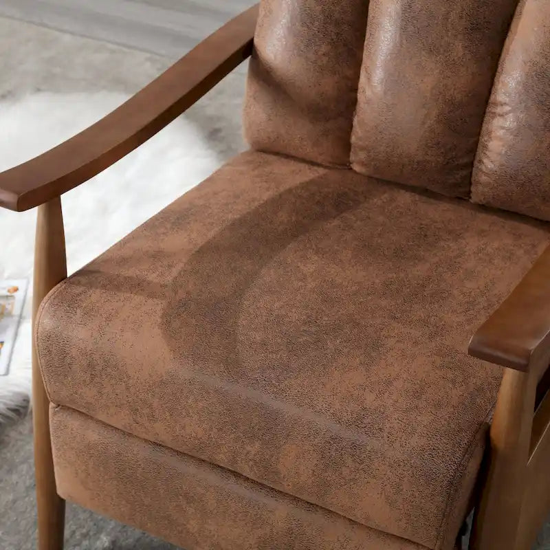 Fauteuil inclinable en similicuir, Fauteuil d'appoint en bois massif pour salon