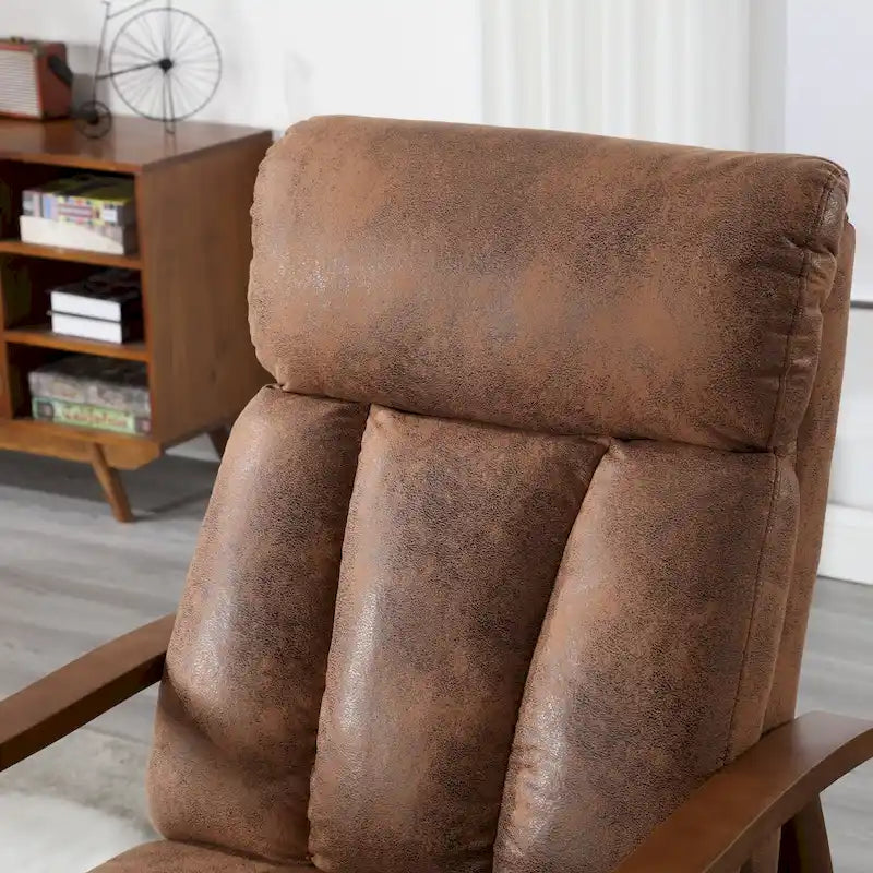 Fauteuil inclinable en similicuir, Fauteuil d'appoint en bois massif pour salon