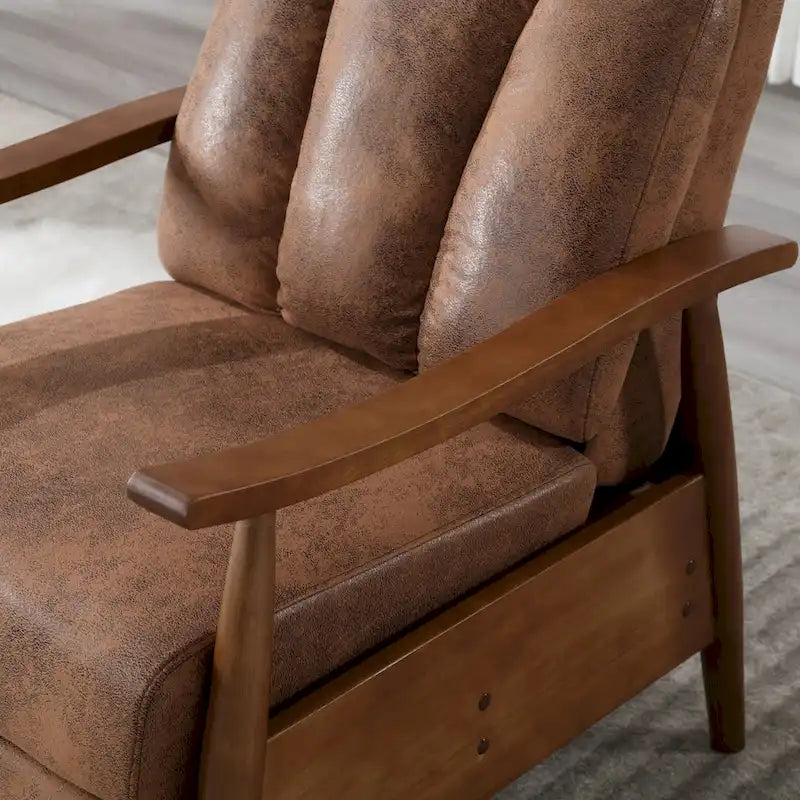 Fauteuil inclinable en similicuir, Fauteuil d'appoint en bois massif pour salon