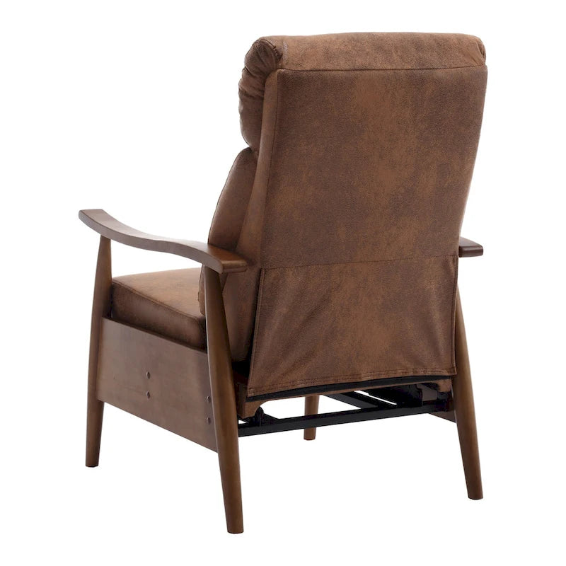 Fauteuil inclinable en similicuir, Fauteuil d'appoint en bois massif pour salon