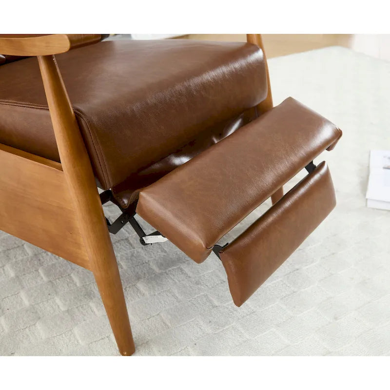 Fauteuil inclinable en similicuir, Fauteuil d'appoint en bois massif pour salon