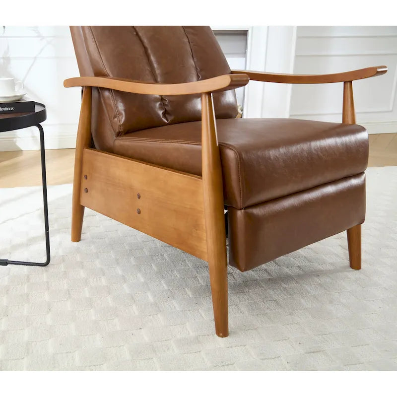 Fauteuil inclinable en similicuir, Fauteuil d'appoint en bois massif pour salon