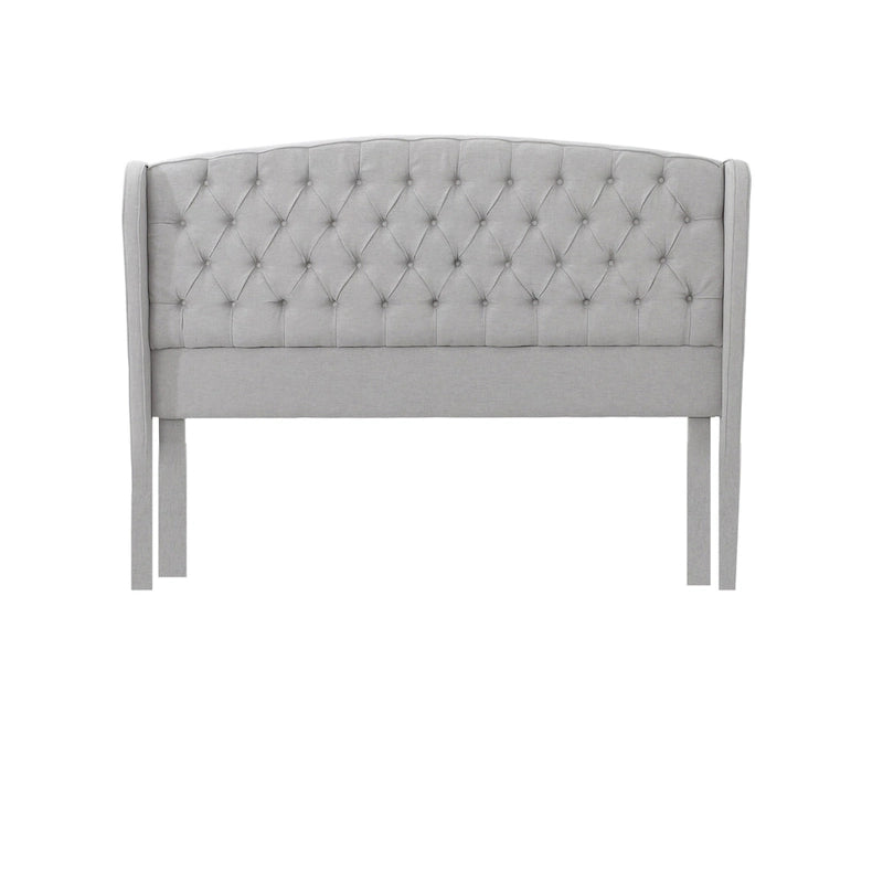 Lit plateforme capitonné moderne gris clair king-size avec tête de lit capitonnée pour chambre à coucher