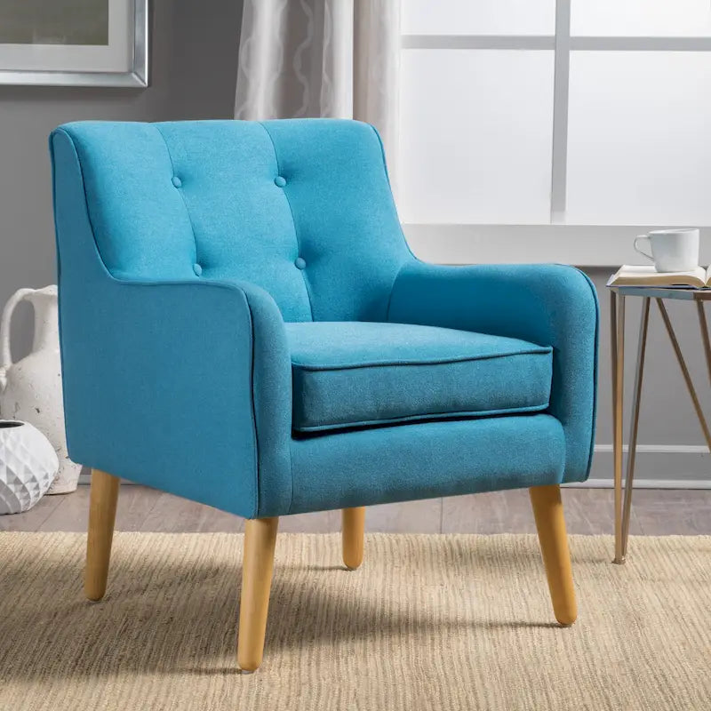 Fauteuil capitonné moderne 25 po avec pieds en bois d'hévéa pour salon