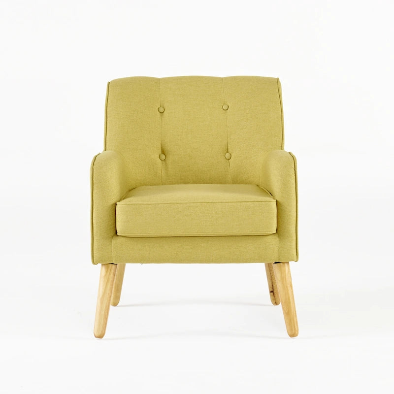 Fauteuil capitonné moderne 25 po avec pieds en bois d'hévéa pour salon