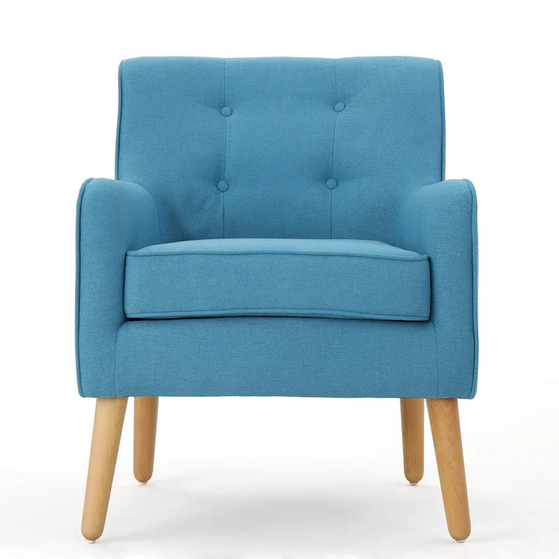 Fauteuil capitonné moderne 25 po avec pieds en bois d'hévéa pour salon