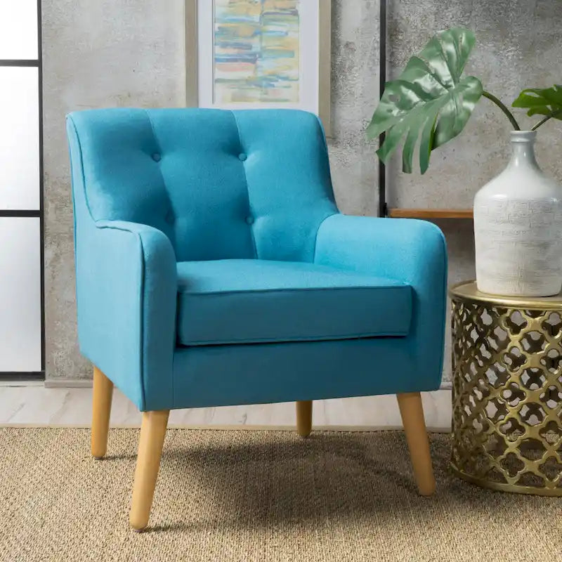 Fauteuil capitonné moderne 25 po avec pieds en bois d'hévéa pour salon