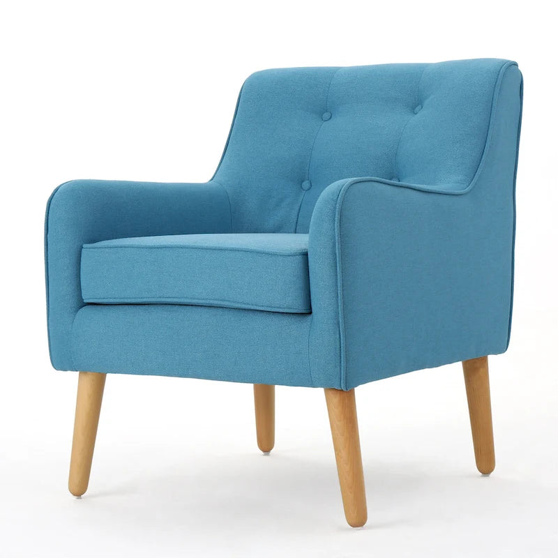 Fauteuil capitonné moderne 25 po avec pieds en bois d'hévéa pour salon